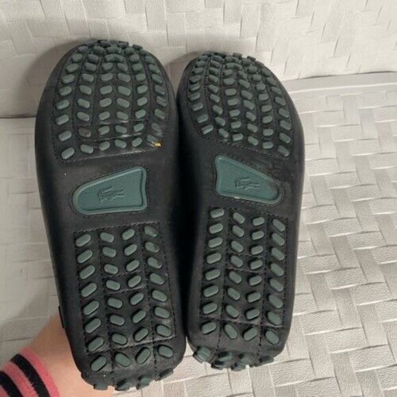 Lacoste Men\'s Size 11.5 Concours Black Leather Slip On Moccasins Driving Loafers main image 5